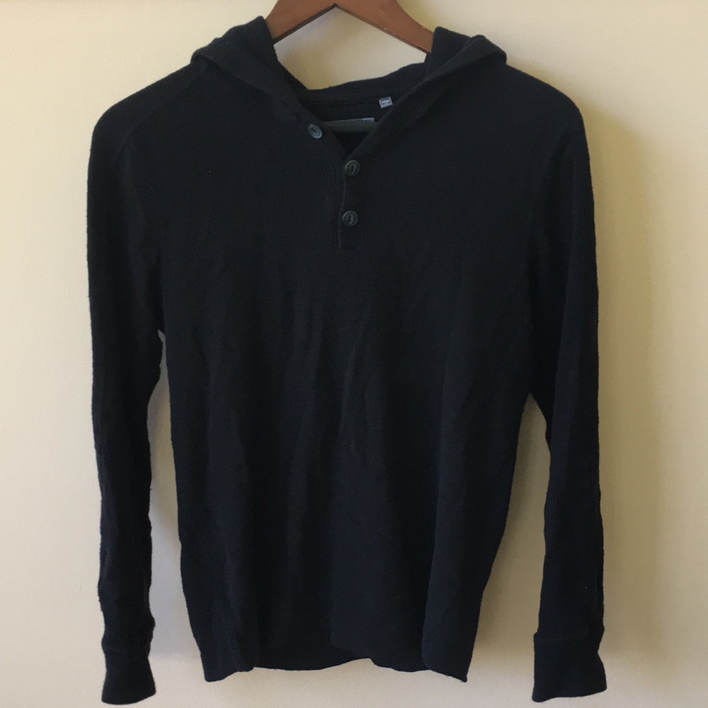 Vince Black Hooded Long Sleeve Shirt